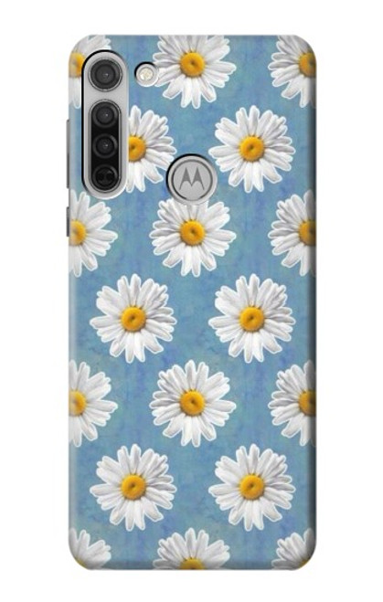 W3454 Marguerite Florale Etui Coque Housse et Flip Housse Cuir pour Motorola Moto G8