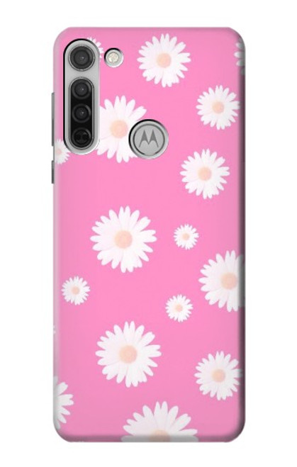 W3500 Motif floral rose Etui Coque Housse et Flip Housse Cuir pour Motorola Moto G8