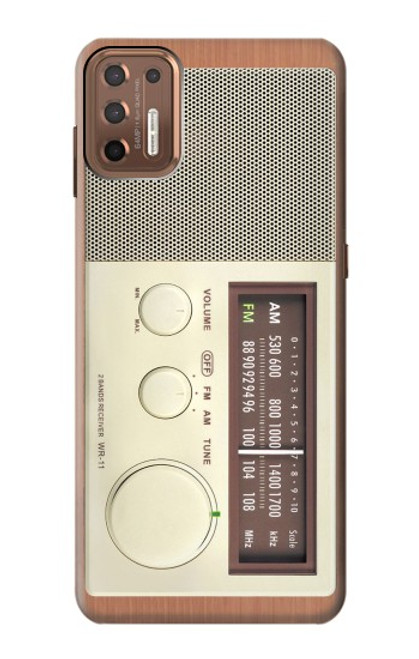 W3165 FM AM en bois Récepteur graphique Etui Coque Housse et Flip Housse Cuir pour Motorola Moto G9 Plus