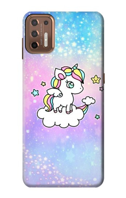 W3256 Mignon Licorne Etui Coque Housse et Flip Housse Cuir pour Motorola Moto G9 Plus