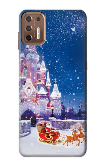 W3282 Château de Santa Noël Etui Coque Housse et Flip Housse Cuir pour Motorola Moto G9 Plus