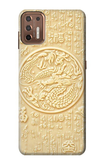 W3288 Peinture blanche du Dragon de Jade Etui Coque Housse et Flip Housse Cuir pour Motorola Moto G9 Plus