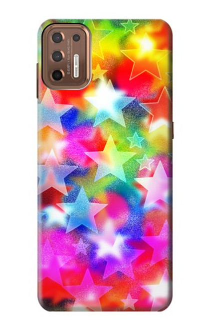 W3292 Coloré Disco étoile Etui Coque Housse et Flip Housse Cuir pour Motorola Moto G9 Plus