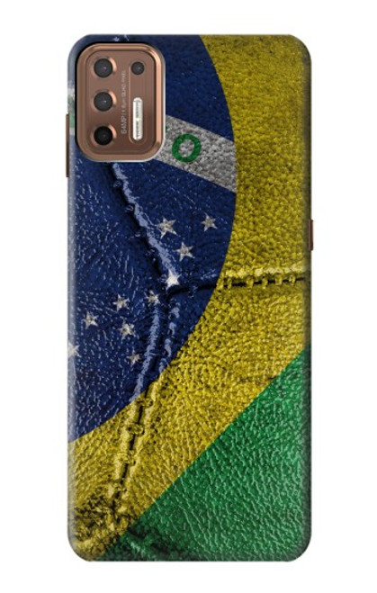 W3297 Brésil Drapeau graphique Football Millésime Etui Coque Housse et Flip Housse Cuir pour Motorola Moto G9 Plus