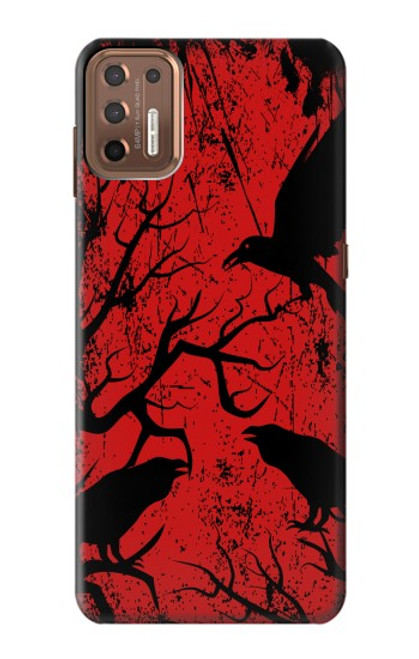 W3325 Corbeau Noir Sang Arbre Etui Coque Housse et Flip Housse Cuir pour Motorola Moto G9 Plus