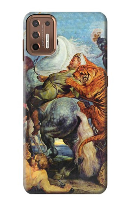 W3331 Peter Paul Rubens Tigre und Lowenjagd Etui Coque Housse et Flip Housse Cuir pour Motorola Moto G9 Plus