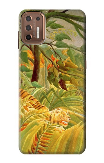 W3344 Henri Rousseau Tigre dans une tempête tropicale Etui Coque Housse et Flip Housse Cuir pour Motorola Moto G9 Plus