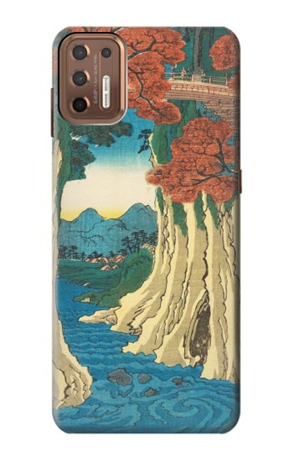 W3348 Utagawa Hiroshige Le singe Pont Etui Coque Housse et Flip Housse Cuir pour Motorola Moto G9 Plus