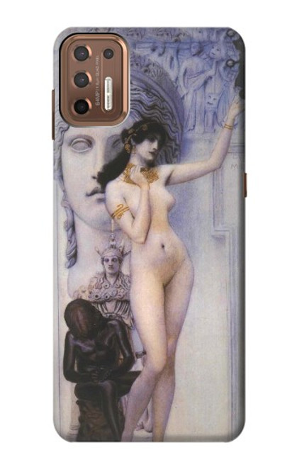 W3353 Gustav Klimt Allégorie de la sculpture Etui Coque Housse et Flip Housse Cuir pour Motorola Moto G9 Plus