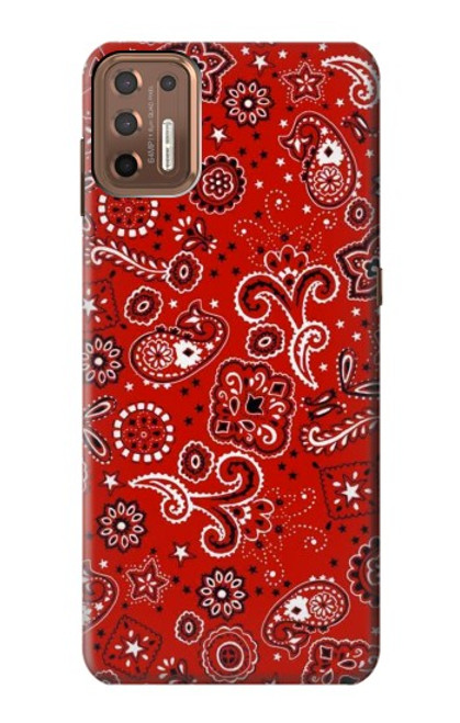 W3354 Rouge classique Bandana Etui Coque Housse et Flip Housse Cuir pour Motorola Moto G9 Plus