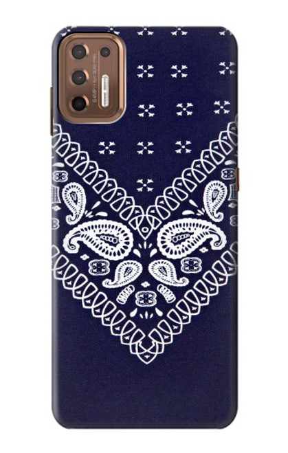 W3357 Marine Bleu Bandana Motif Etui Coque Housse et Flip Housse Cuir pour Motorola Moto G9 Plus