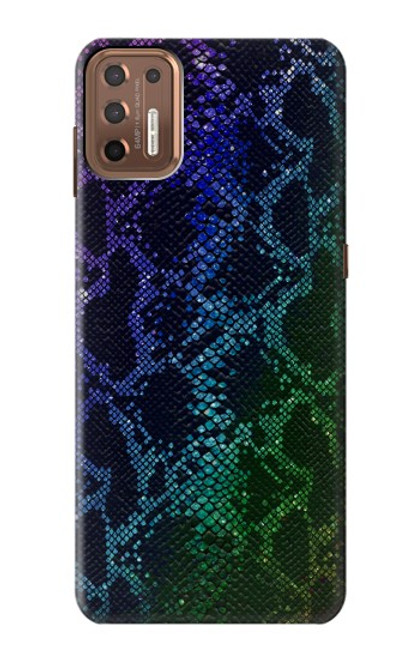 W3366 Arc en ciel Python graphique Imprimer Peau Etui Coque Housse et Flip Housse Cuir pour Motorola Moto G9 Plus