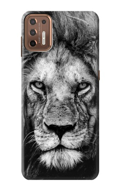 W3372 Lion Visage Etui Coque Housse et Flip Housse Cuir pour Motorola Moto G9 Plus