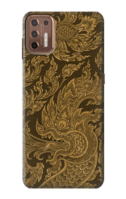 W3382 Art de la peinture thaïlandaise Naga Etui Coque Housse et Flip Housse Cuir pour Motorola Moto G9 Plus