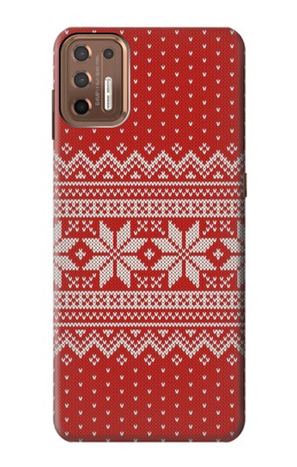 W3384 Motif d'hiver sans couture tricot Etui Coque Housse et Flip Housse Cuir pour Motorola Moto G9 Plus