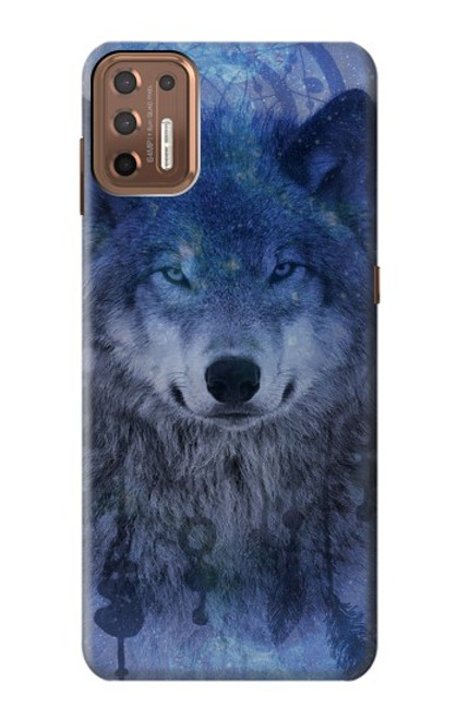 W3410 Loup Dream Catcher Etui Coque Housse et Flip Housse Cuir pour Motorola Moto G9 Plus