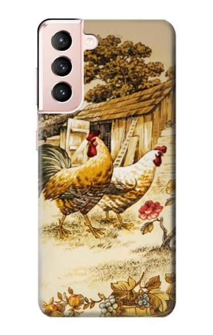 W2181 Français Pays Poulet Etui Coque Housse et Flip Housse Cuir pour Samsung Galaxy S21 5G