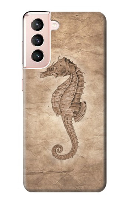 W3214 Hippocampe squelette Fossile Etui Coque Housse et Flip Housse Cuir pour Samsung Galaxy S21 5G