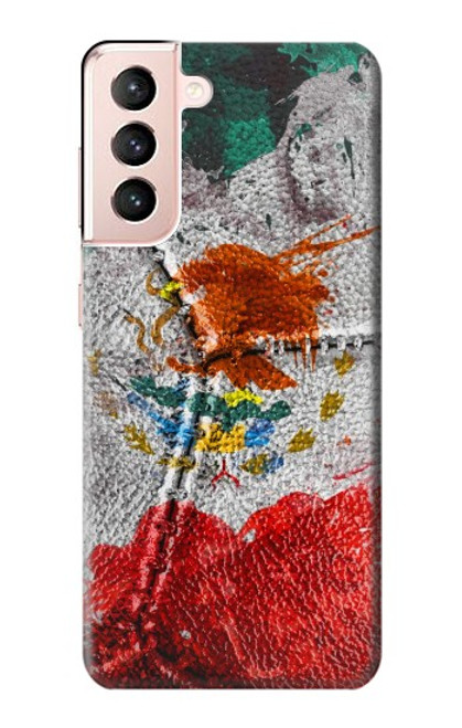 W3314 Mexique Drapeau Vinatage Football Graphique Etui Coque Housse et Flip Housse Cuir pour Samsung Galaxy S21 5G