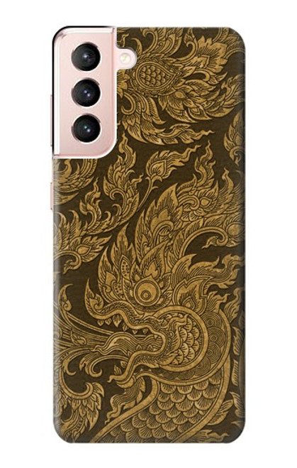 W3382 Art de la peinture thaïlandaise Naga Etui Coque Housse et Flip Housse Cuir pour Samsung Galaxy S21 5G