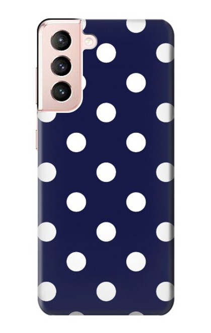 W3533 Bleu à pois Etui Coque Housse et Flip Housse Cuir pour Samsung Galaxy S21 5G