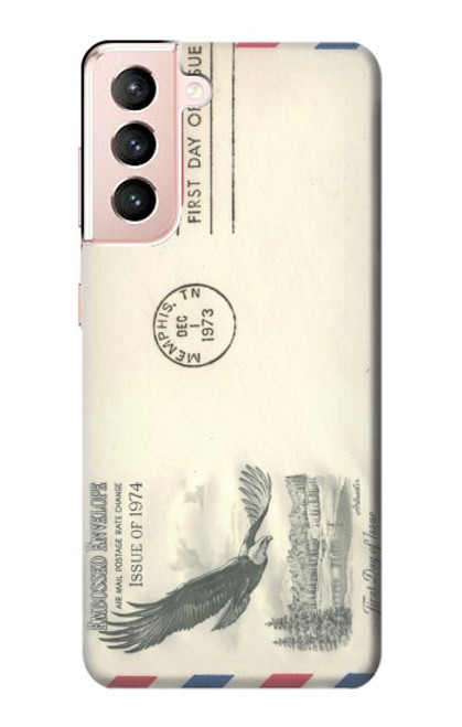 W3551 Art de l'millésimé de la poste enveloppe aérienne Etui Coque Housse et Flip Housse Cuir pour Samsung Galaxy S21 5G