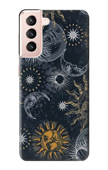 W3702 Lune et soleil Etui Coque Housse et Flip Housse Cuir pour Samsung Galaxy S21 5G