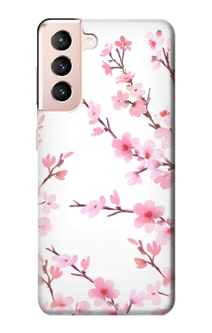 W3707 Fleur de cerisier rose fleur de printemps Etui Coque Housse et Flip Housse Cuir pour Samsung Galaxy S21 5G