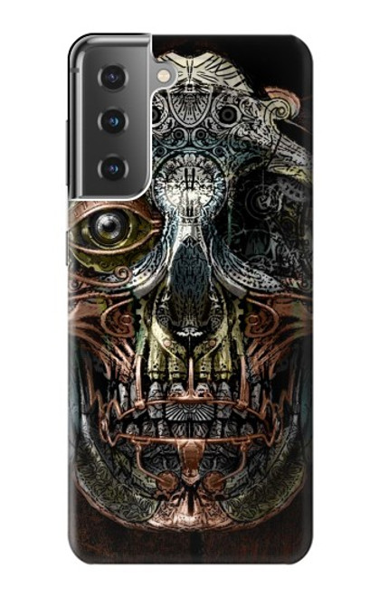 W1685 Crâne Steampunk Etui Coque Housse et Flip Housse Cuir pour Samsung Galaxy S21 Plus 5G, Galaxy S21+ 5G