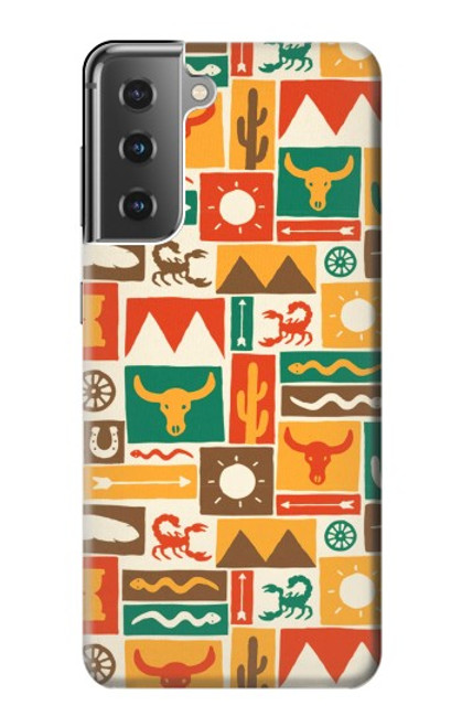 W1873 Motif de l'Ouest Etui Coque Housse et Flip Housse Cuir pour Samsung Galaxy S21 Plus 5G, Galaxy S21+ 5G