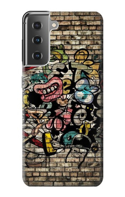 W3394 Graffiti mur Etui Coque Housse et Flip Housse Cuir pour Samsung Galaxy S21 Plus 5G, Galaxy S21+ 5G