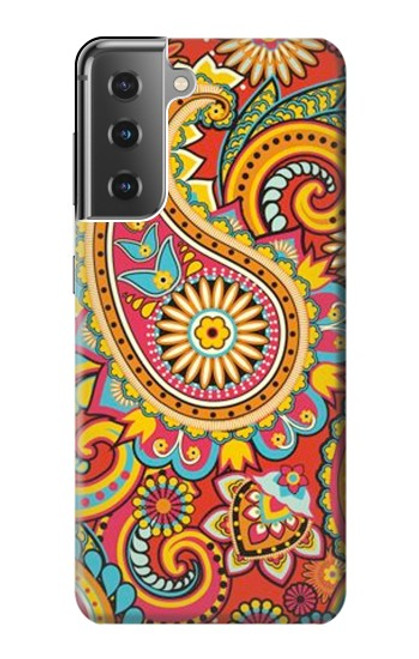 W3402 Floral Paisley Seamless Etui Coque Housse et Flip Housse Cuir pour Samsung Galaxy S21 Plus 5G, Galaxy S21+ 5G