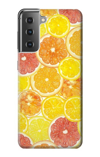 W3408 citron Etui Coque Housse et Flip Housse Cuir pour Samsung Galaxy S21 Plus 5G, Galaxy S21+ 5G