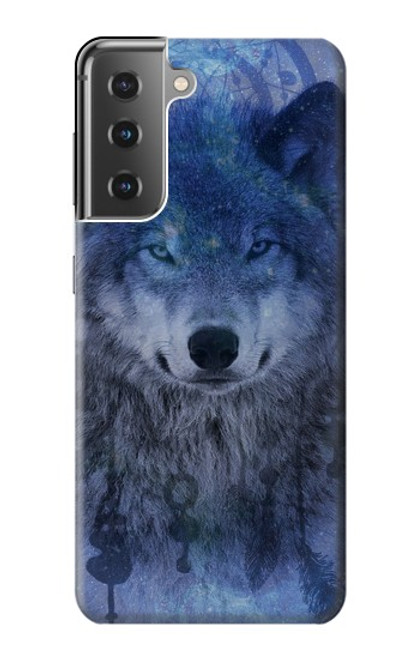 W3410 Loup Dream Catcher Etui Coque Housse et Flip Housse Cuir pour Samsung Galaxy S21 Plus 5G, Galaxy S21+ 5G