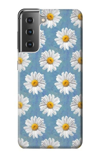 W3454 Marguerite Florale Etui Coque Housse et Flip Housse Cuir pour Samsung Galaxy S21 Plus 5G, Galaxy S21+ 5G