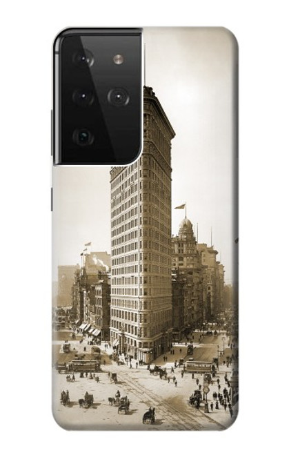 W3046 Vieux de New York Flatiron Bâtiment Etui Coque Housse et Flip Housse Cuir pour Samsung Galaxy S21 Ultra 5G