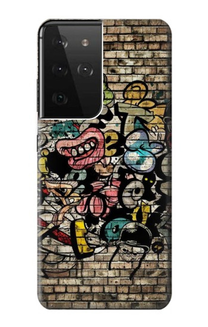 W3394 Graffiti mur Etui Coque Housse et Flip Housse Cuir pour Samsung Galaxy S21 Ultra 5G