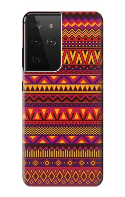 W3404 Aztèques Motif Etui Coque Housse et Flip Housse Cuir pour Samsung Galaxy S21 Ultra 5G