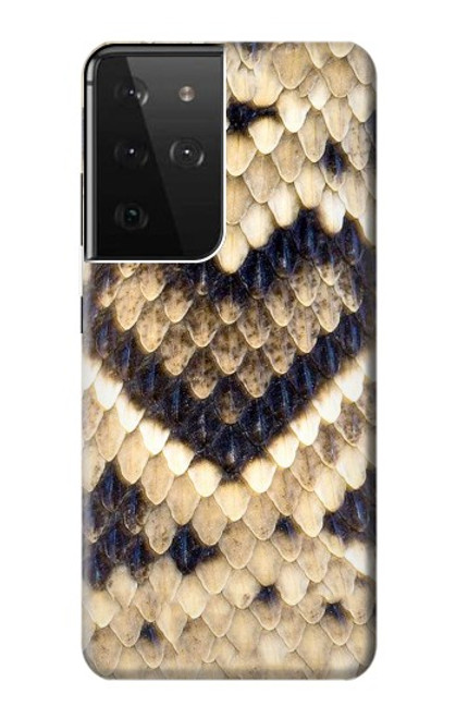 W3417 Diamant Rattle Serpent graphique Imprimer Etui Coque Housse et Flip Housse Cuir pour Samsung Galaxy S21 Ultra 5G