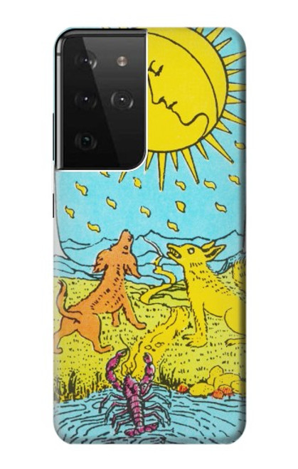 W3435 Carte de tarot Lune Etui Coque Housse et Flip Housse Cuir pour Samsung Galaxy S21 Ultra 5G