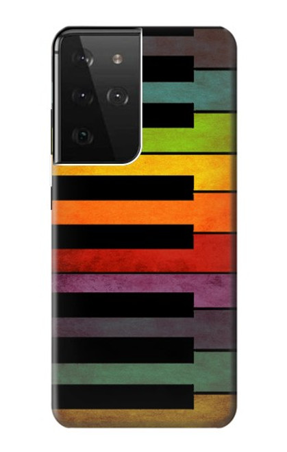 W3451 Piano coloré Etui Coque Housse et Flip Housse Cuir pour Samsung Galaxy S21 Ultra 5G