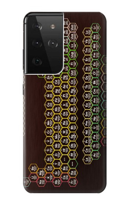 W3544 Néon Honeycomb Tableau périodique Etui Coque Housse et Flip Housse Cuir pour Samsung Galaxy S21 Ultra 5G