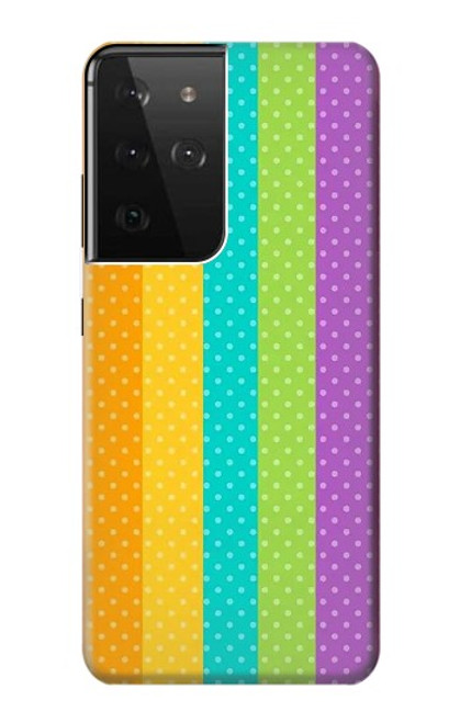 W3678 Vertical arc-en-ciel coloré Etui Coque Housse et Flip Housse Cuir pour Samsung Galaxy S21 Ultra 5G