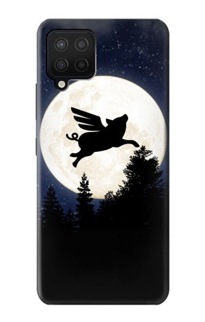 W3289 Cochon Volant Pleine Lune Nuit Etui Coque Housse et Flip Housse Cuir pour Samsung Galaxy A12