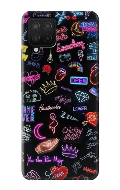 W3433 Néon graphique millésimé Etui Coque Housse et Flip Housse Cuir pour Samsung Galaxy A12