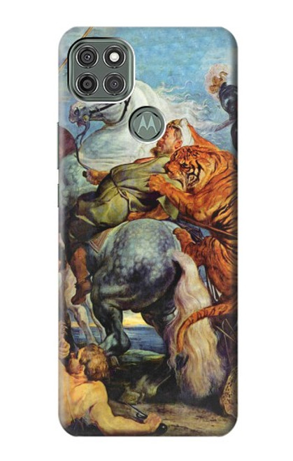 W3331 Peter Paul Rubens Tigre und Lowenjagd Etui Coque Housse et Flip Housse Cuir pour Motorola Moto G9 Power