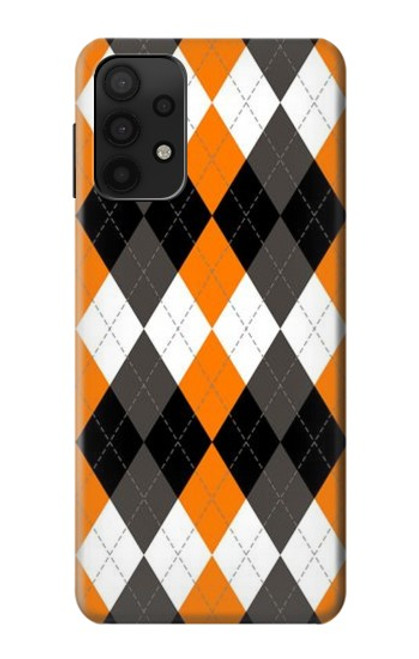 W3421 Noir Orange Blanc Argyle Plaid Etui Coque Housse et Flip Housse Cuir pour Samsung Galaxy A32 5G