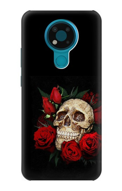 W3753 Roses de crâne gothique sombre Etui Coque Housse et Flip Housse Cuir pour Nokia 3.4