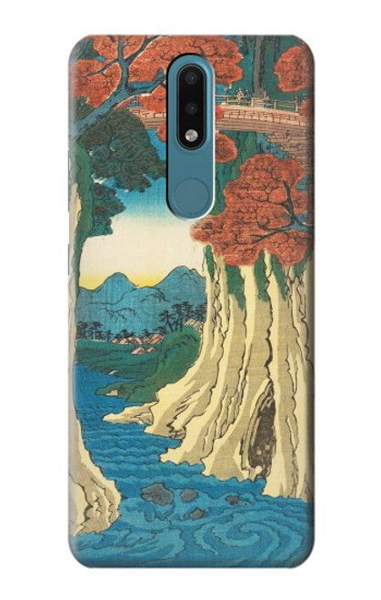 W3348 Utagawa Hiroshige Le singe Pont Etui Coque Housse et Flip Housse Cuir pour Nokia 2.4