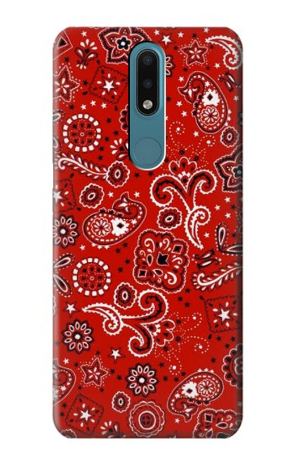 W3354 Rouge classique Bandana Etui Coque Housse et Flip Housse Cuir pour Nokia 2.4